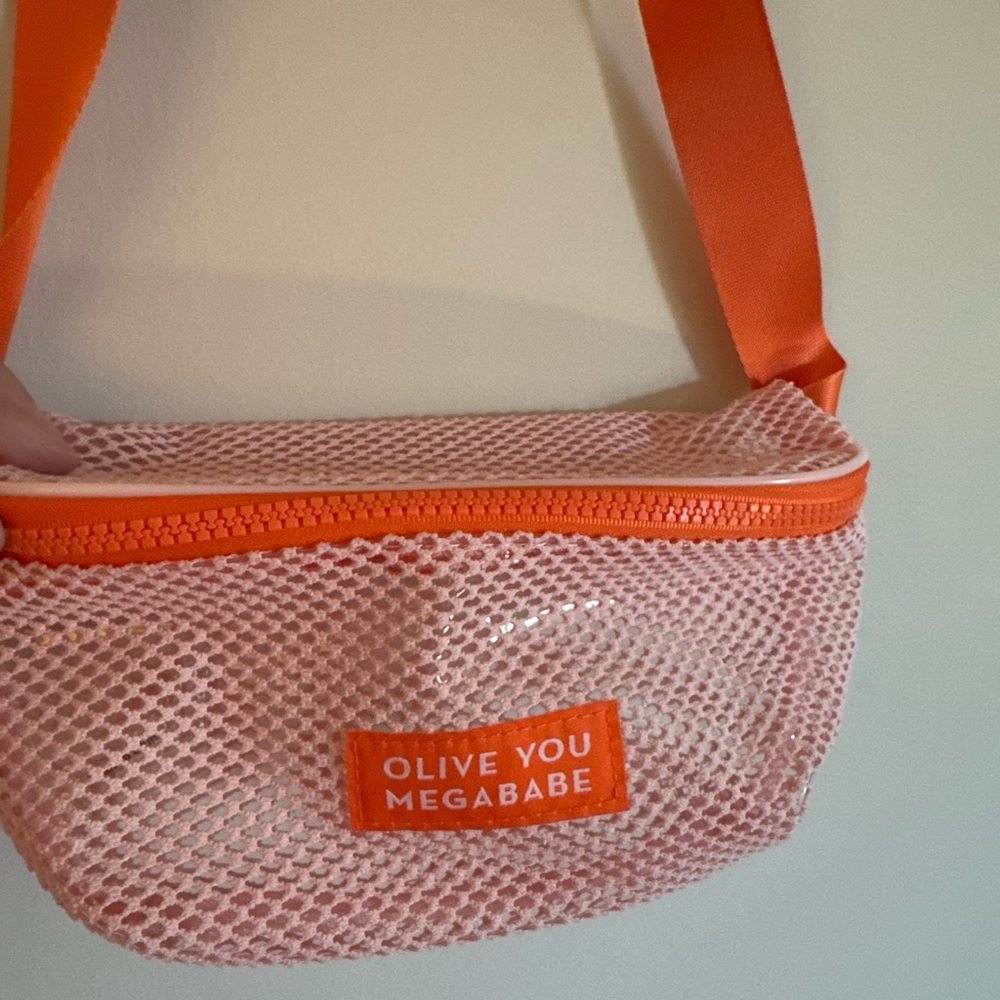 OLIVE & JUNE X MEGABABE COLLAB Limited Edition Pink and Orange Mesh Fannypack
